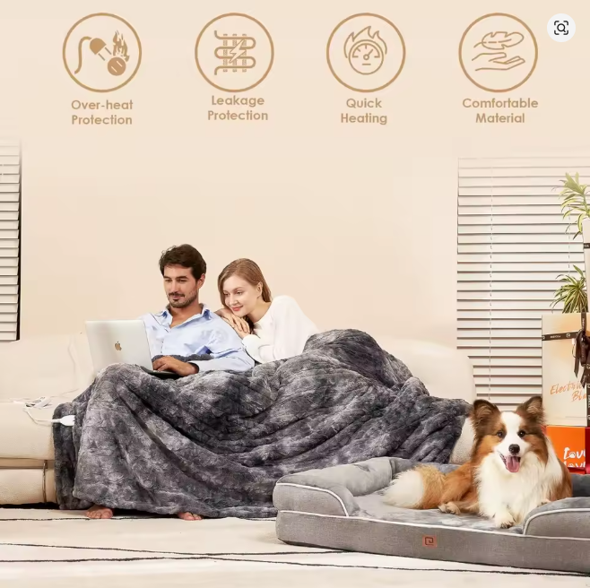 Faux Fur & Sherpa Heated Blanket