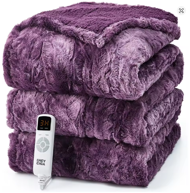 Faux Fur & Sherpa Heated Blanket