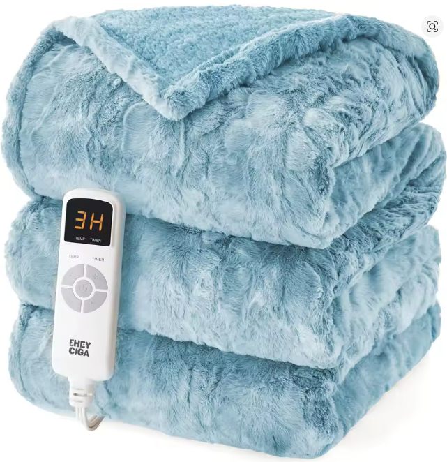 Faux Fur & Sherpa Heated Blanket