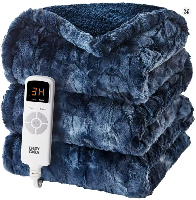 Faux Fur & Sherpa Heated Blanket