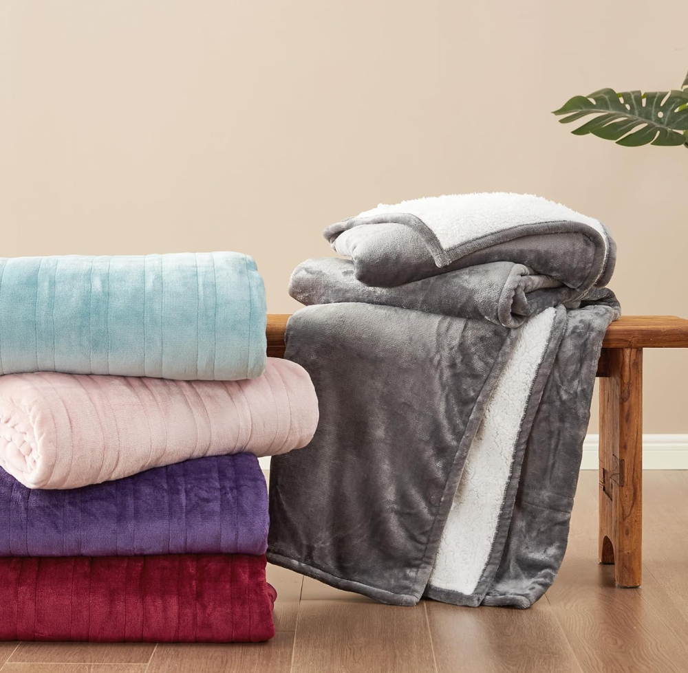 Faux Fur & Sherpa Heated Blanket